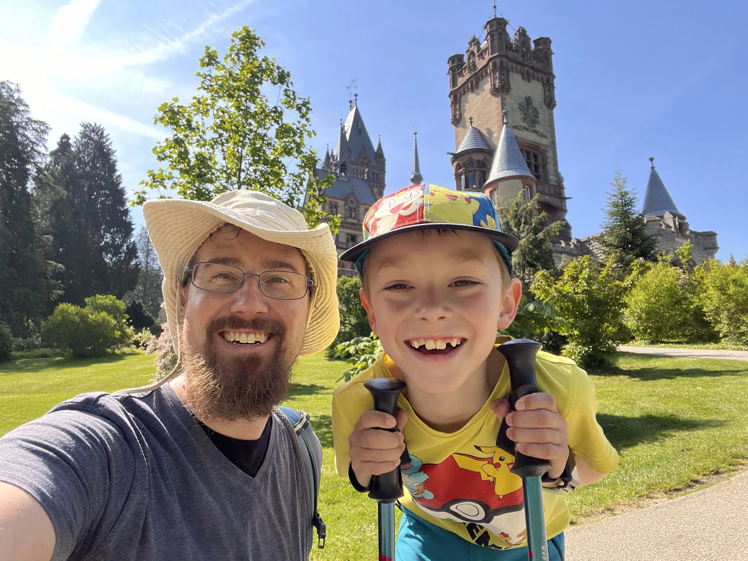 Christian with his son at Drachenburg castle
